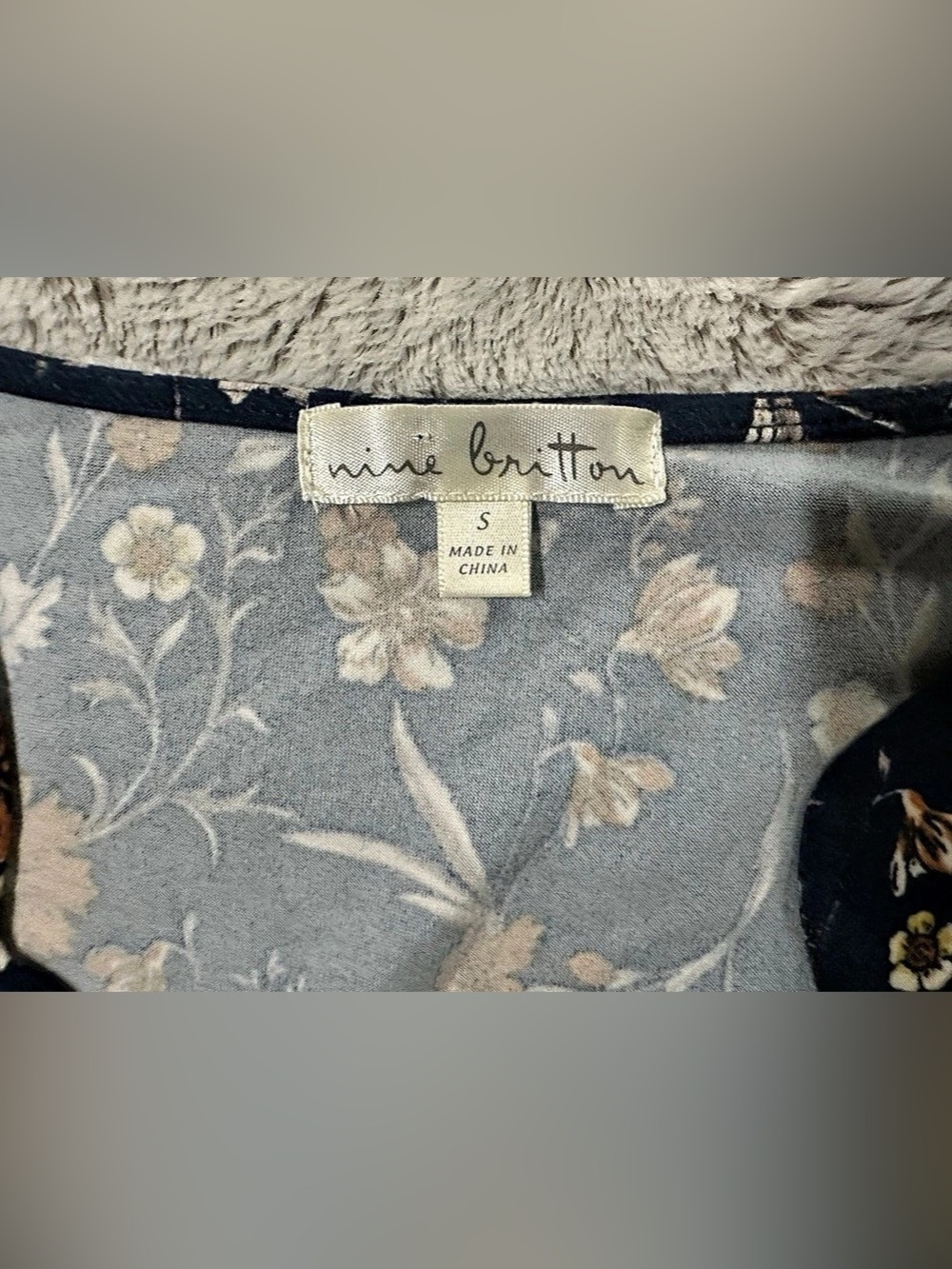 Nine Britton Trinity Knit Scalloped Dress Floral Knit Dress in Blue Size Small - Picture 4 of 7